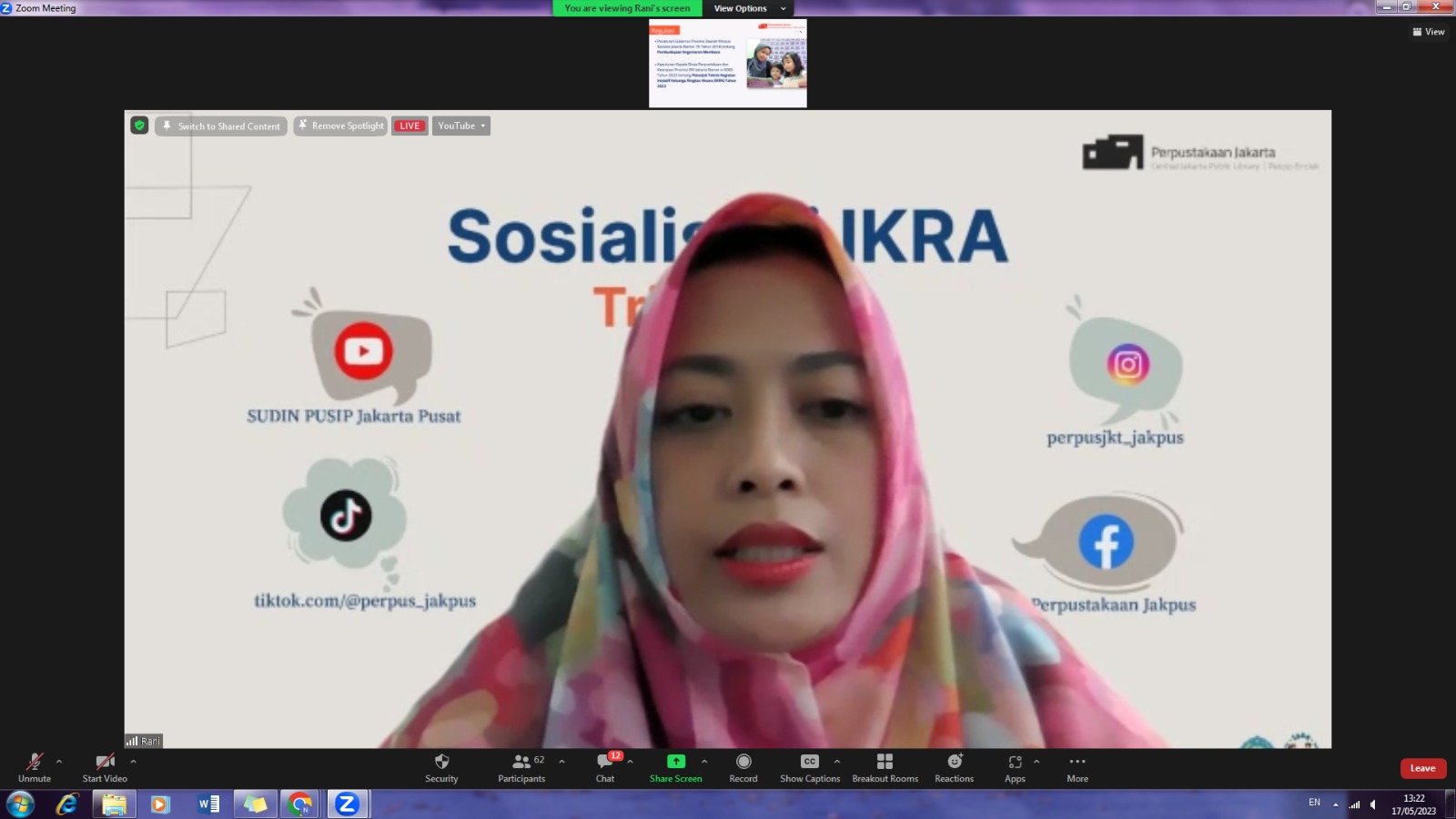 Sosialisasi IKRA Triwulan 2 Tahun 2023 Jakarta Pusat